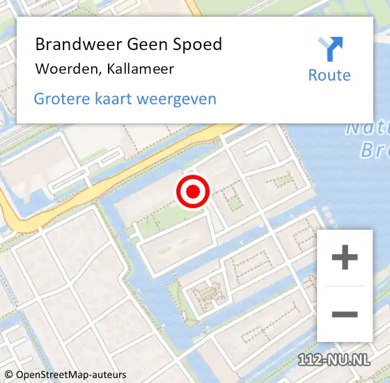 Locatie op kaart van de 112 melding: Brandweer Geen Spoed Naar Woerden, Kallameer op 27 maart 2019 12:41