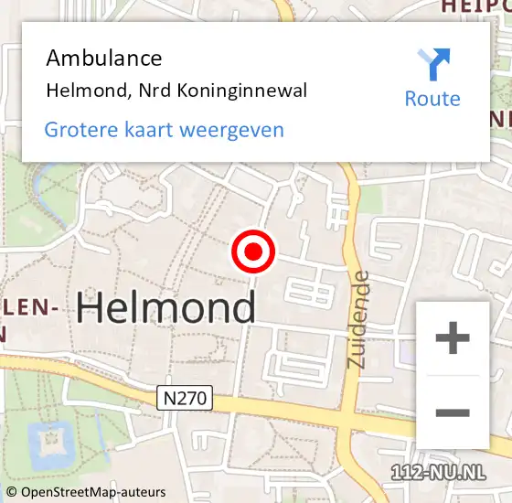 Locatie op kaart van de 112 melding: Ambulance Helmond, Nrd Koninginnewal op 27 maart 2019 12:59
