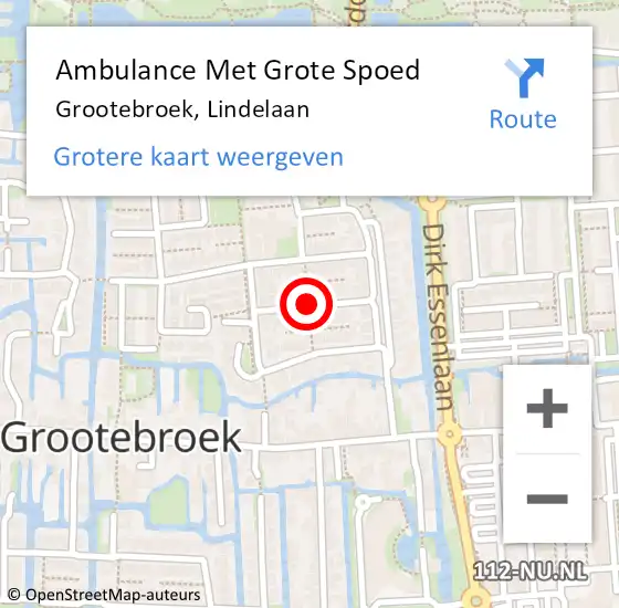 Locatie op kaart van de 112 melding: Ambulance Met Grote Spoed Naar Grootebroek, Lindelaan op 27 maart 2019 13:17