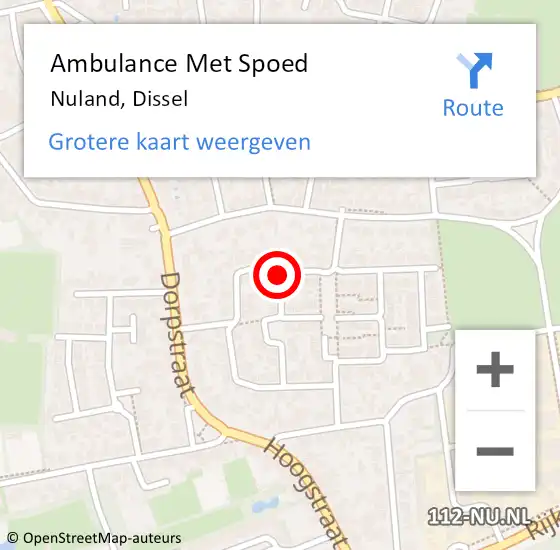 Locatie op kaart van de 112 melding: Ambulance Met Spoed Naar Nuland, Dissel op 27 maart 2019 13:25