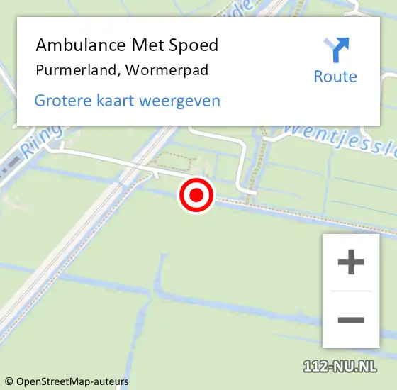Locatie op kaart van de 112 melding: Ambulance Met Spoed Naar Purmerland, Wormerpad op 27 maart 2019 13:36