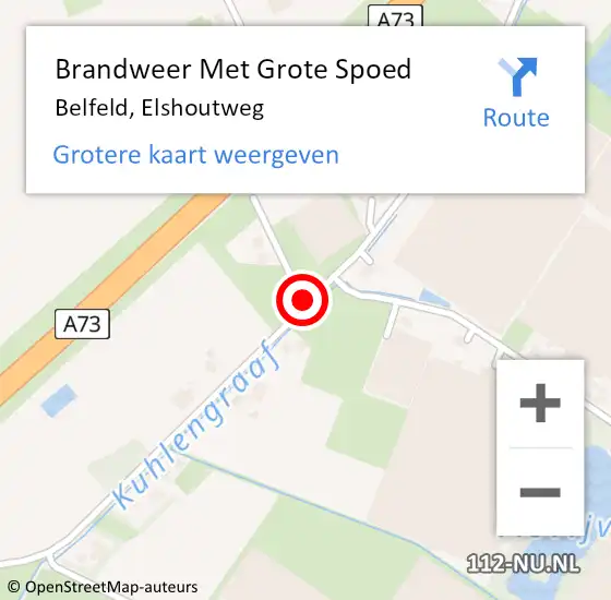 Locatie op kaart van de 112 melding: Brandweer Met Grote Spoed Naar Belfeld, Elshoutweg op 27 maart 2019 14:08