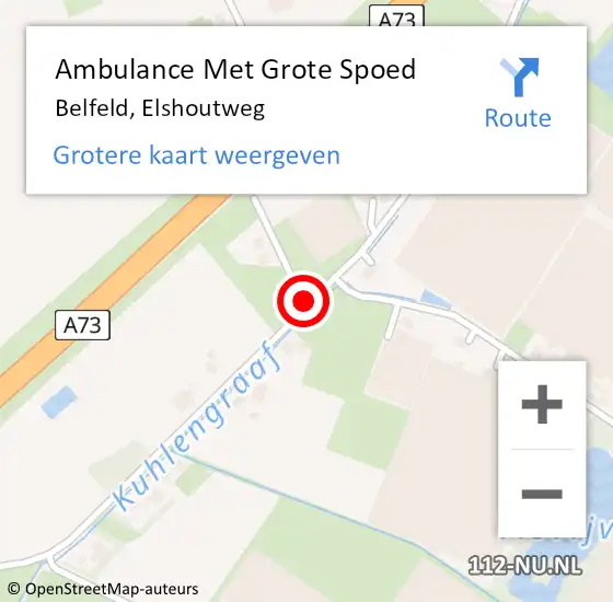 Locatie op kaart van de 112 melding: Ambulance Met Grote Spoed Naar Belfeld, Elshoutweg op 27 maart 2019 14:09