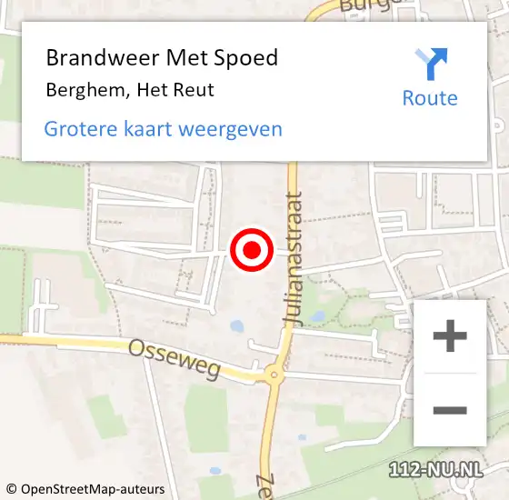 Locatie op kaart van de 112 melding: Brandweer Met Spoed Naar Berghem, Het Reut op 27 maart 2019 15:54