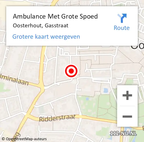 Locatie op kaart van de 112 melding: Ambulance Met Grote Spoed Naar Oosterhout, Gasstraat op 27 maart 2019 17:03