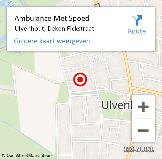 Locatie op kaart van de 112 melding: Ambulance Met Spoed Naar Ulvenhout, Deken Fickstraat op 27 maart 2019 17:11