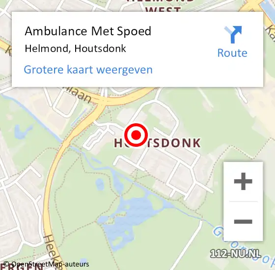 Locatie op kaart van de 112 melding: Ambulance Met Spoed Naar Helmond, Houtsdonk op 27 maart 2019 17:48