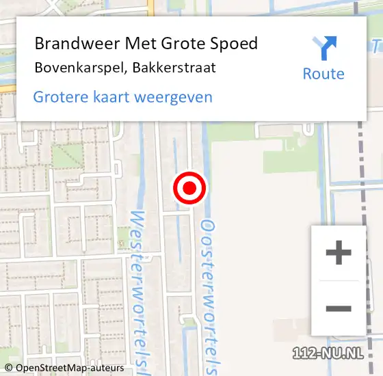 Locatie op kaart van de 112 melding: Brandweer Met Grote Spoed Naar Bovenkarspel, Bakkerstraat op 27 maart 2019 19:04