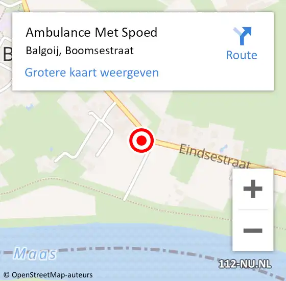 Locatie op kaart van de 112 melding: Ambulance Met Spoed Naar Balgoij, Boomsestraat op 27 maart 2014 15:25