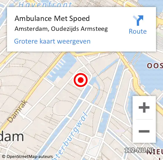 Locatie op kaart van de 112 melding: Ambulance Met Spoed Naar Amsterdam, Oudezijds Armsteeg op 27 maart 2019 19:54