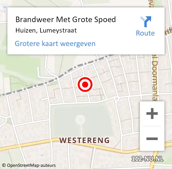 Locatie op kaart van de 112 melding: Brandweer Met Grote Spoed Naar Huizen, Lumeystraat op 27 maart 2019 20:25