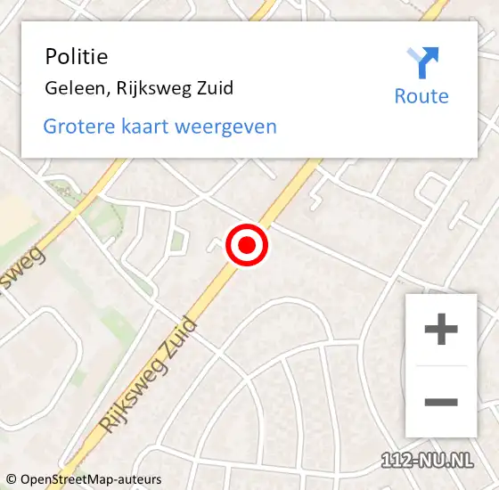 Locatie op kaart van de 112 melding: Politie Geleen, Rijksweg Zuid op 27 maart 2019 21:13