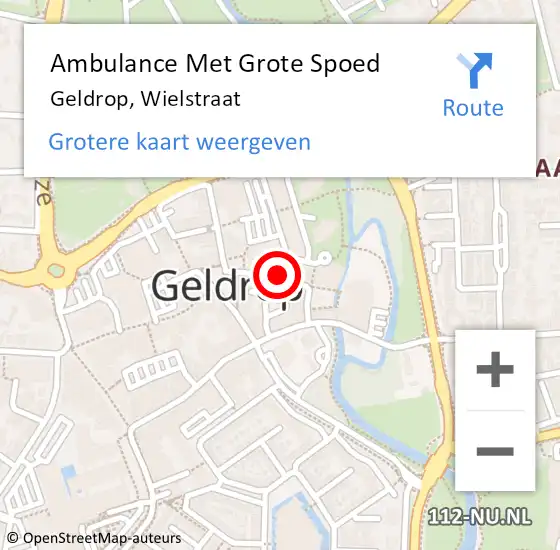 Locatie op kaart van de 112 melding: Ambulance Met Grote Spoed Naar Geldrop, Wielstraat op 27 maart 2019 21:28