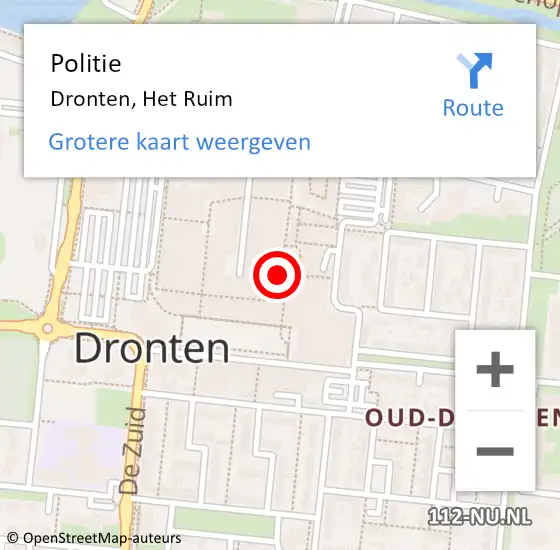 Locatie op kaart van de 112 melding: Politie Dronten, Het Ruim op 27 maart 2019 22:33