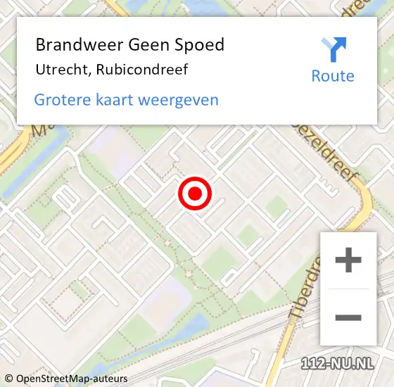 Locatie op kaart van de 112 melding: Brandweer Geen Spoed Naar Utrecht, Rubicondreef op 28 maart 2019 00:41