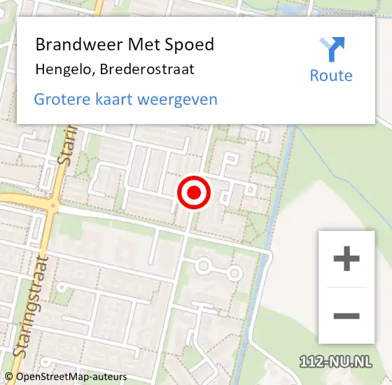 Locatie op kaart van de 112 melding: Brandweer Met Spoed Naar Hengelo, Brederostraat op 28 maart 2019 02:30