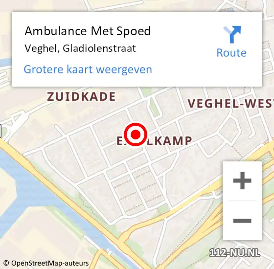 Locatie op kaart van de 112 melding: Ambulance Met Spoed Naar Veghel, Gladiolenstraat op 28 maart 2019 05:00