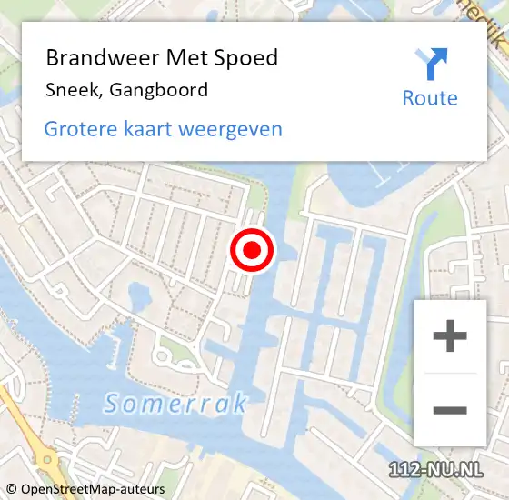 Locatie op kaart van de 112 melding: Brandweer Met Spoed Naar Sneek, Gangboord op 28 maart 2019 08:18