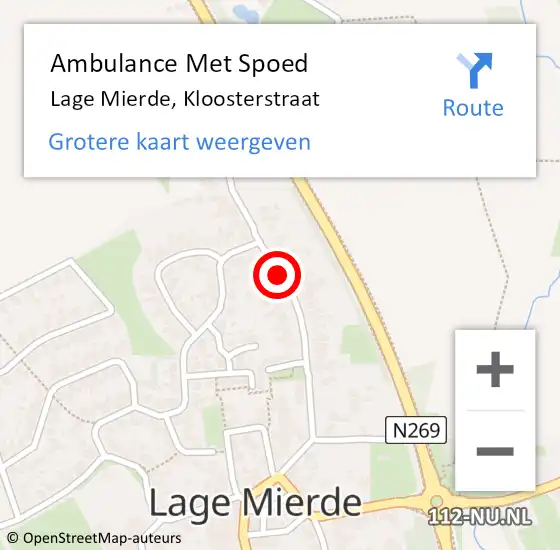 Locatie op kaart van de 112 melding: Ambulance Met Spoed Naar Lage Mierde, Kloosterstraat op 28 maart 2019 08:44