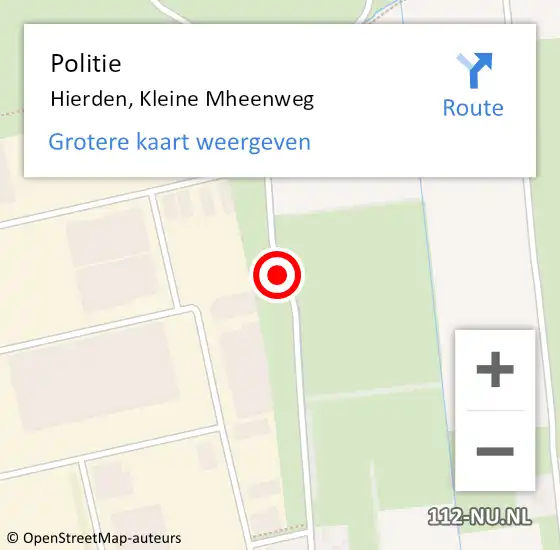 Locatie op kaart van de 112 melding: Politie Hierden, Kleine Mheenweg op 28 maart 2019 08:56