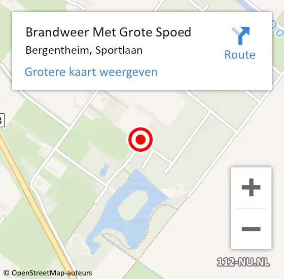 Locatie op kaart van de 112 melding: Brandweer Met Grote Spoed Naar Bergentheim, Sportlaan op 28 maart 2019 09:43