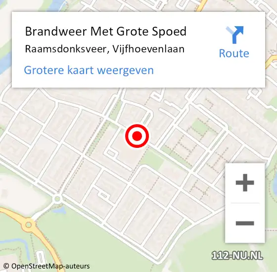 Locatie op kaart van de 112 melding: Brandweer Met Grote Spoed Naar Raamsdonksveer, Vijfhoevenlaan op 28 maart 2019 11:17