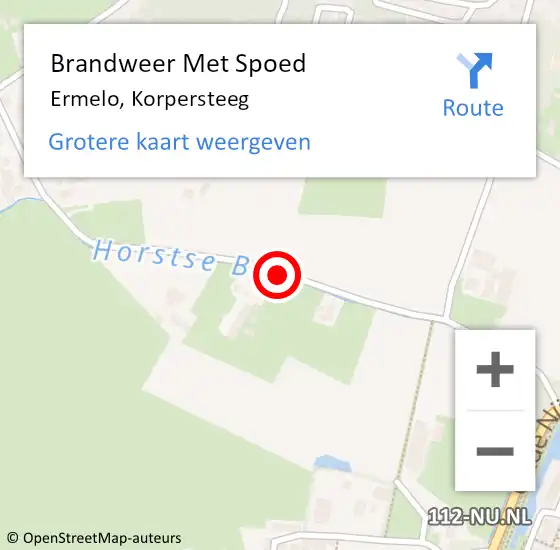 Locatie op kaart van de 112 melding: Brandweer Met Spoed Naar Ermelo, Korpersteeg op 28 maart 2019 11:50