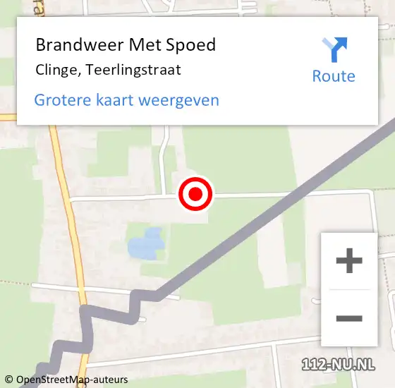 Locatie op kaart van de 112 melding: Brandweer Met Spoed Naar Clinge, Teerlingstraat op 28 maart 2019 11:55