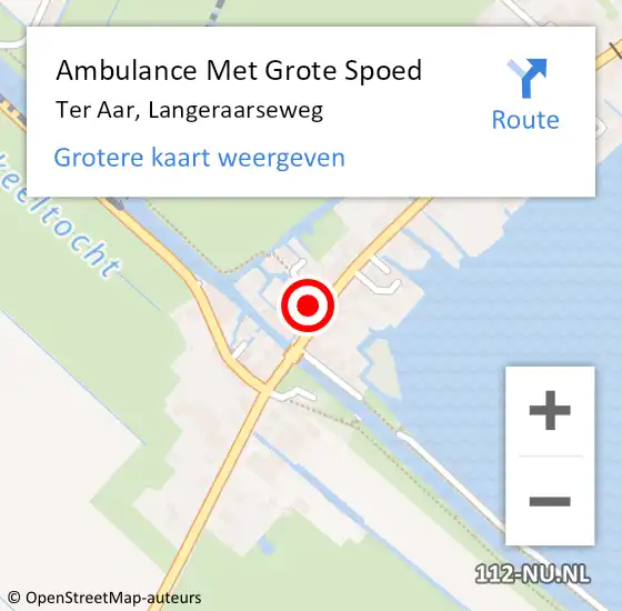 Locatie op kaart van de 112 melding: Ambulance Met Grote Spoed Naar Ter Aar, Langeraarseweg op 27 maart 2014 16:14