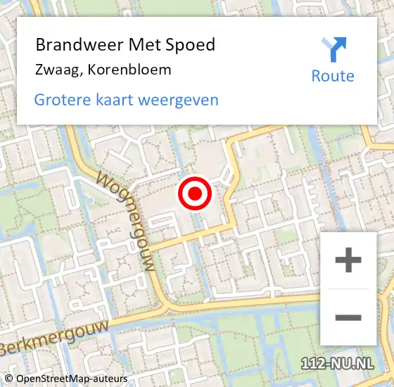 Locatie op kaart van de 112 melding: Brandweer Met Spoed Naar Zwaag, Korenbloem op 28 maart 2019 12:32