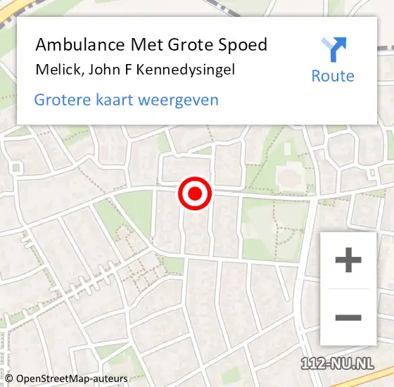 Locatie op kaart van de 112 melding: Ambulance Met Grote Spoed Naar Melick, John F Kennedysingel op 28 maart 2019 13:22