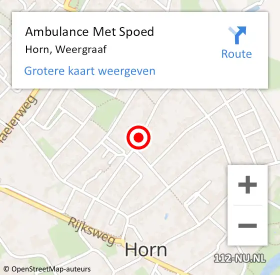 Locatie op kaart van de 112 melding: Ambulance Met Spoed Naar Horn, Weergraaf op 28 maart 2019 14:08