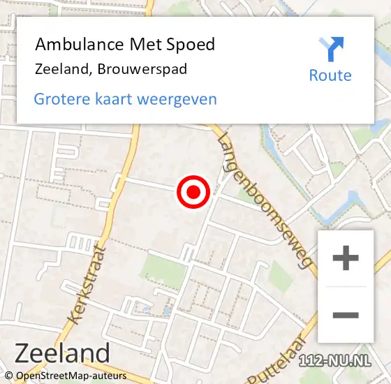 Locatie op kaart van de 112 melding: Ambulance Met Spoed Naar Zeeland, Brouwerspad op 28 maart 2019 14:17
