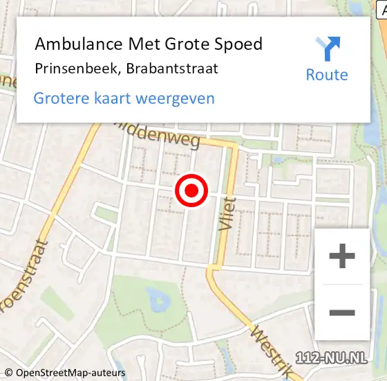 Locatie op kaart van de 112 melding: Ambulance Met Grote Spoed Naar Prinsenbeek, Brabantstraat op 28 maart 2019 15:19