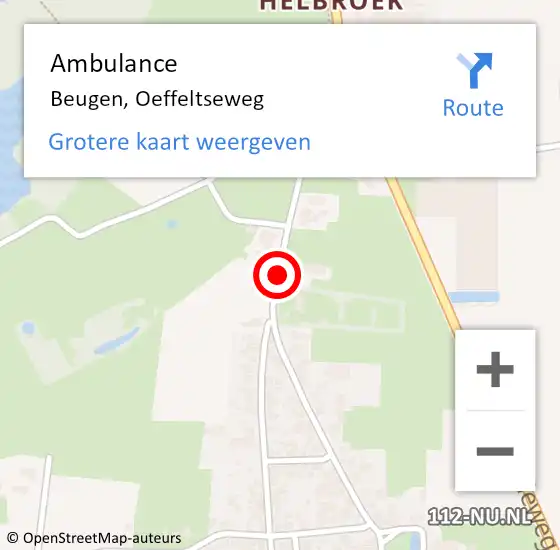 Locatie op kaart van de 112 melding: Ambulance Beugen, Oeffeltseweg op 28 maart 2019 15:38