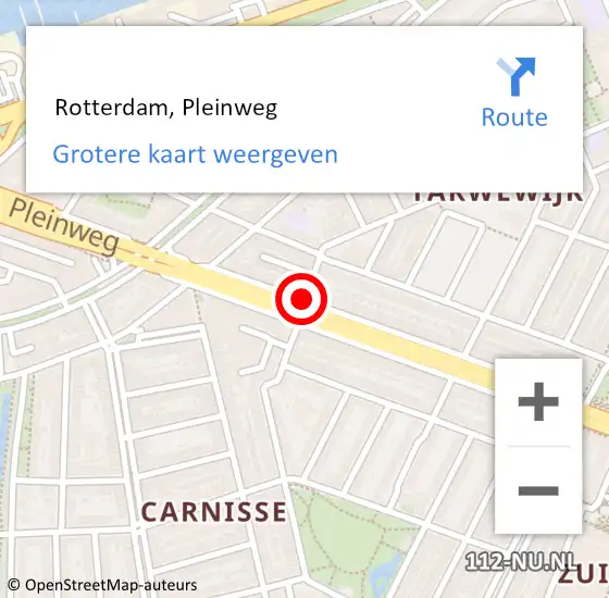 Locatie op kaart van de 112 melding:  Rotterdam, Pleinweg op 28 maart 2019 16:27