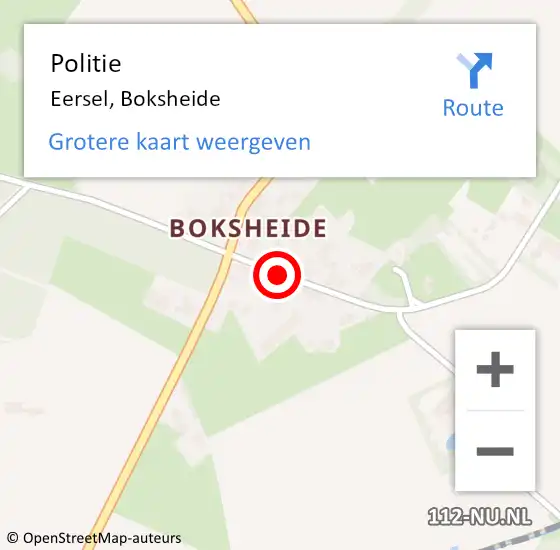 Locatie op kaart van de 112 melding: Politie Eersel, Boksheide op 28 maart 2019 16:57