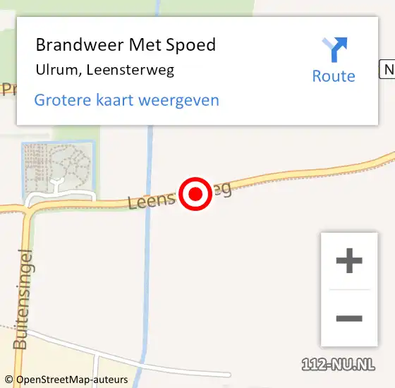 Locatie op kaart van de 112 melding: Brandweer Met Spoed Naar Ulrum, Leensterweg op 28 maart 2019 17:27