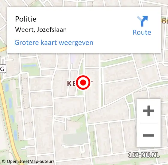 Locatie op kaart van de 112 melding: Politie Weert, Jozefslaan op 28 maart 2019 17:52