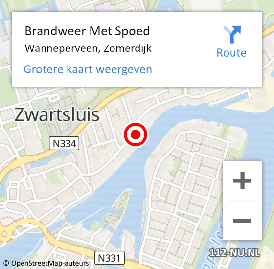 Locatie op kaart van de 112 melding: Brandweer Met Spoed Naar Wanneperveen, Zomerdijk op 28 maart 2019 19:07