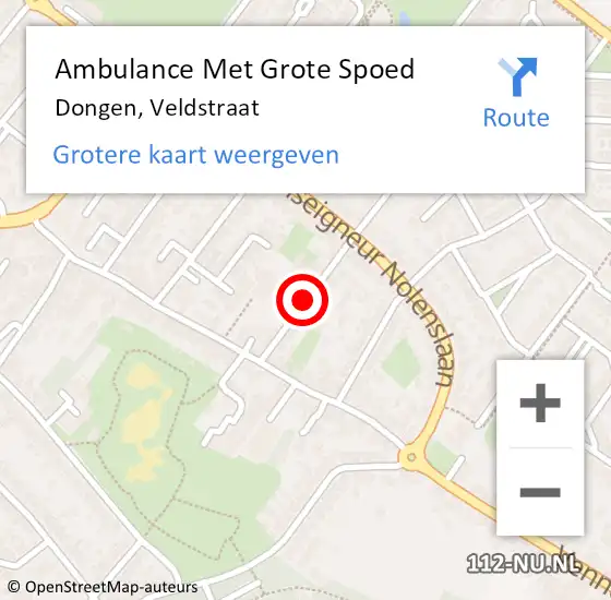 Locatie op kaart van de 112 melding: Ambulance Met Grote Spoed Naar Dongen, Veldstraat op 28 maart 2019 20:00