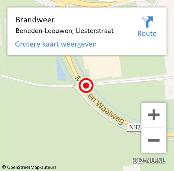 Locatie op kaart van de 112 melding: Brandweer Beneden-Leeuwen, Liesterstraat op 28 maart 2019 20:06