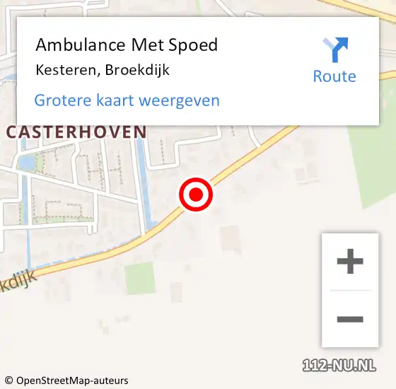 Locatie op kaart van de 112 melding: Ambulance Met Spoed Naar Kesteren, Broekdijk op 28 maart 2019 20:16
