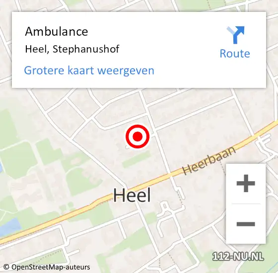 Locatie op kaart van de 112 melding: Ambulance Heel, Stephanushof op 28 maart 2019 20:17