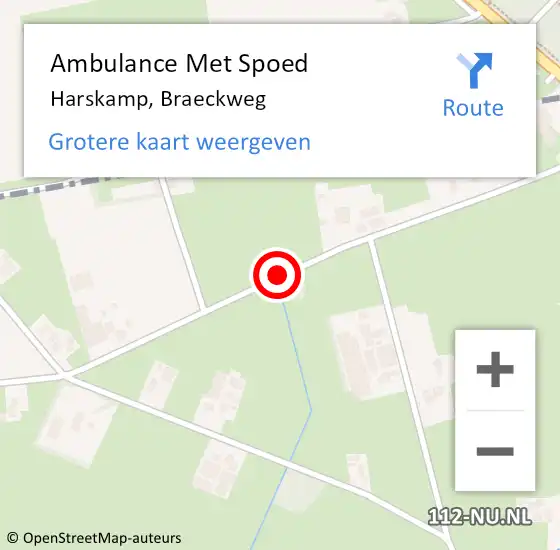 Locatie op kaart van de 112 melding: Ambulance Met Spoed Naar Harskamp, Braeckweg op 28 maart 2019 20:41