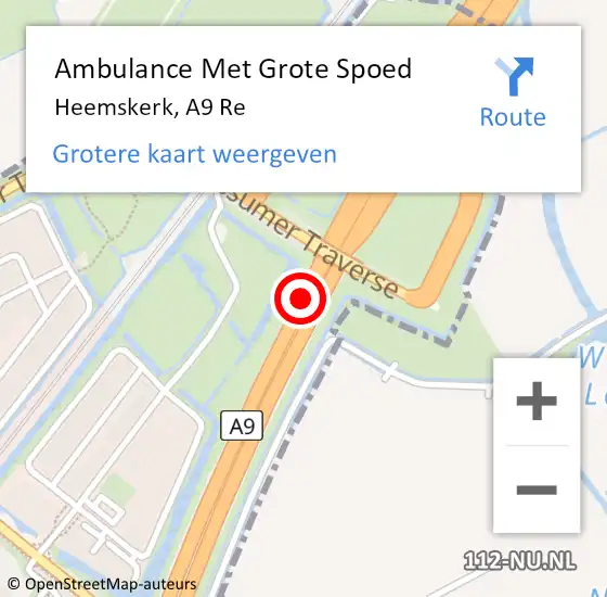 Locatie op kaart van de 112 melding: Ambulance Met Grote Spoed Naar Heemskerk, A9 Li op 28 maart 2019 20:48
