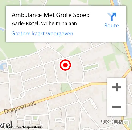 Locatie op kaart van de 112 melding: Ambulance Met Grote Spoed Naar Aarle-Rixtel, Wilhelminalaan op 28 maart 2019 21:57
