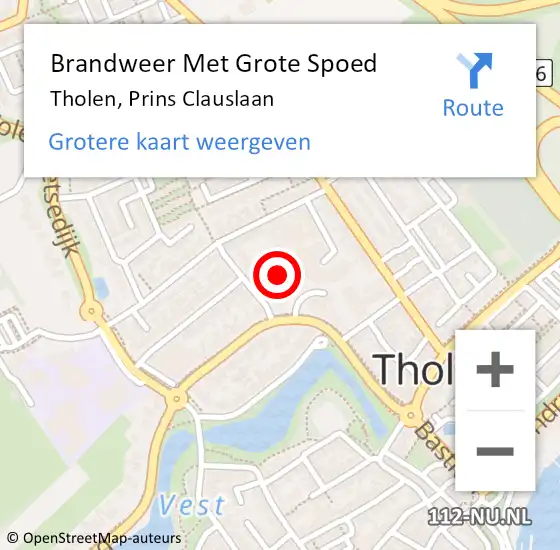 Locatie op kaart van de 112 melding: Brandweer Met Grote Spoed Naar Tholen, Prins Clauslaan op 28 maart 2019 22:07