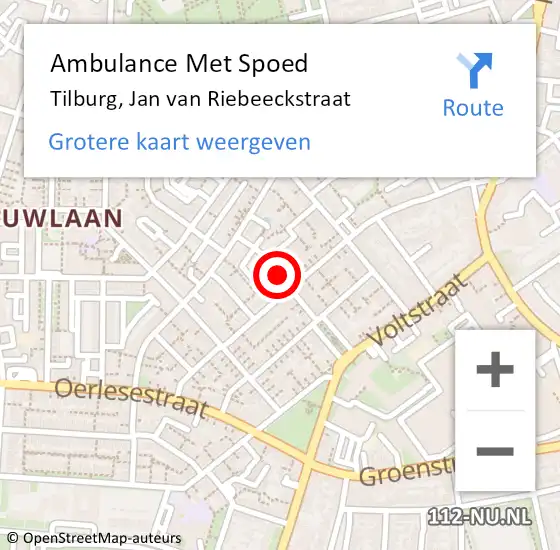 Locatie op kaart van de 112 melding: Ambulance Met Spoed Naar Tilburg, Jan van Riebeeckstraat op 28 maart 2019 22:27