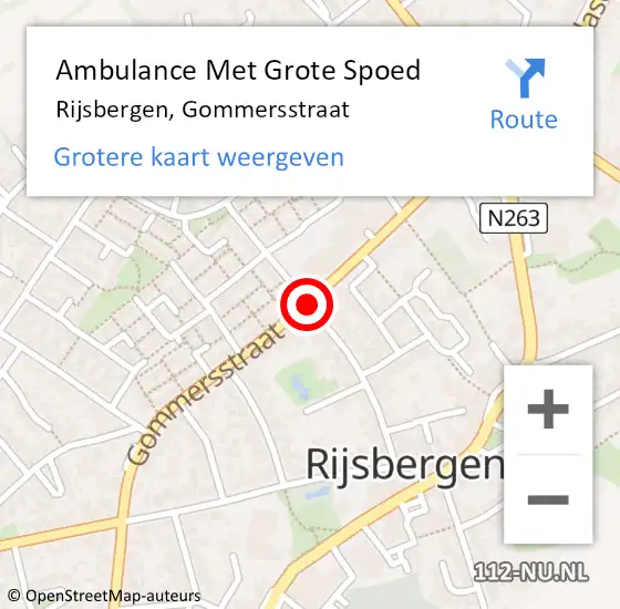 Locatie op kaart van de 112 melding: Ambulance Met Grote Spoed Naar Rijsbergen, Gommersstraat op 28 maart 2019 22:45